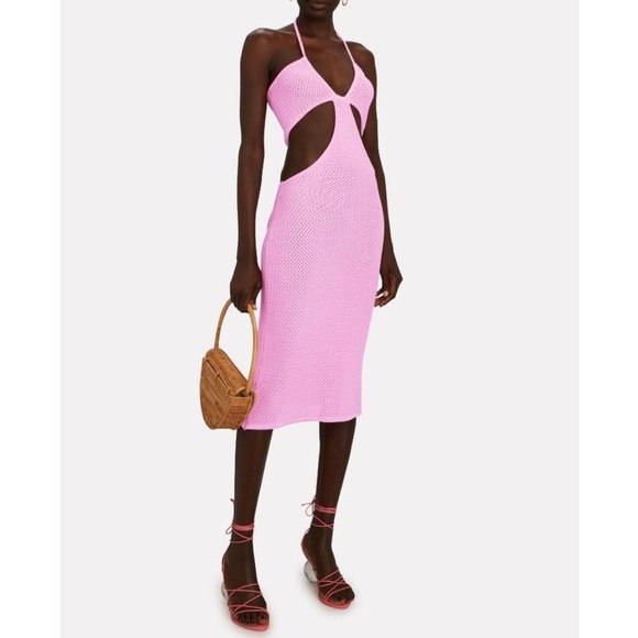 Victor Glemaud Crochet-knit Cutout Midi Dress in Pink Women’s Resortwear Small - Picture 1 of 8